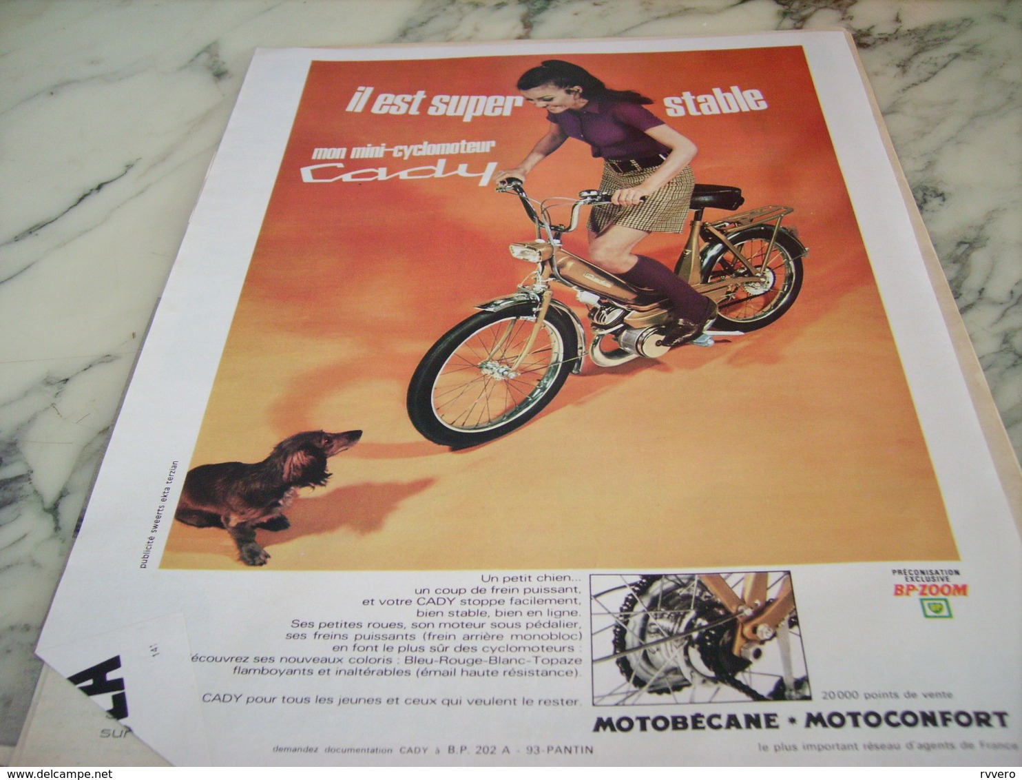 ANCIENNE PUBLICITE IL EST SUPER STABLE CADY DE MOTOBECANE 1968 - Motos