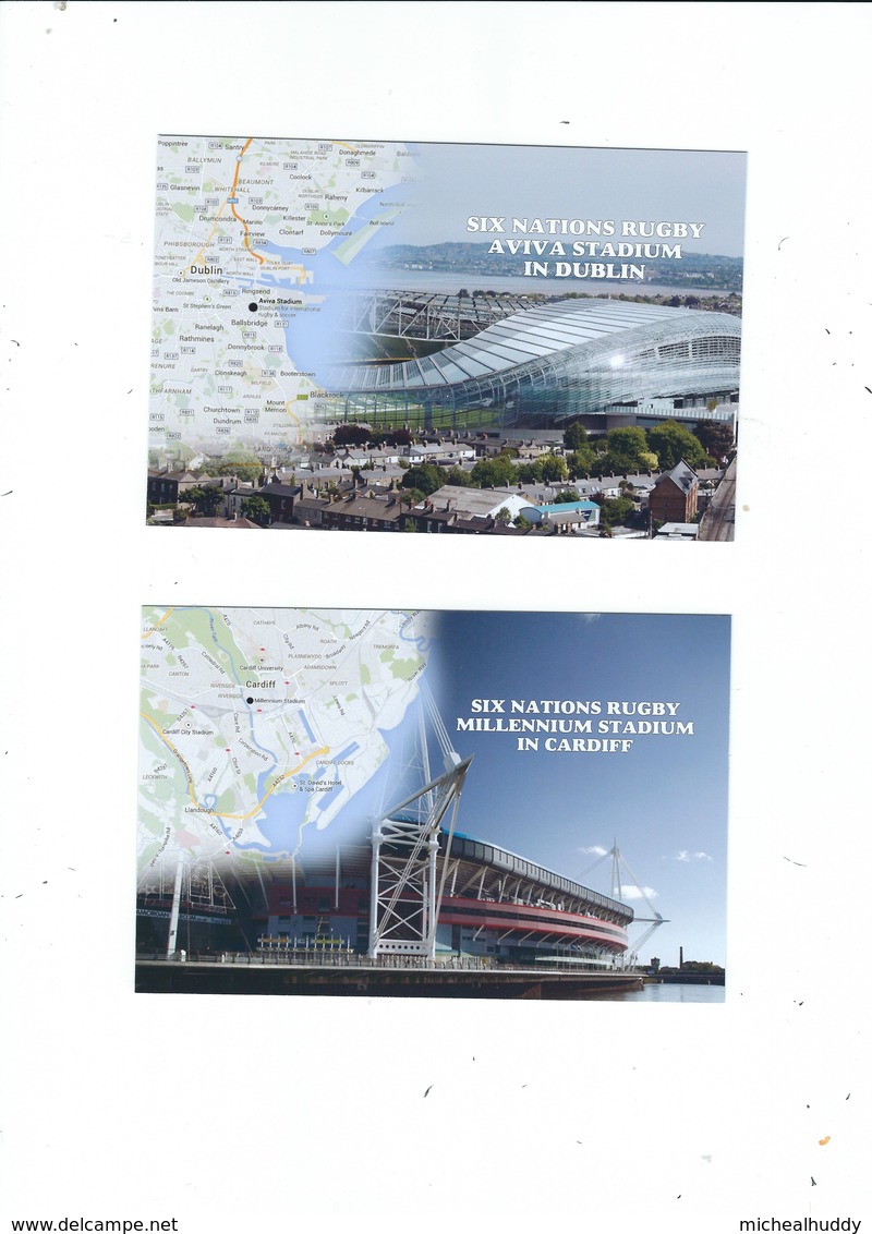 SET OF 6 POSTCARDS 2015  STADIUMS USED FOR RUGBY UNION SIX NATIONS - Rugby