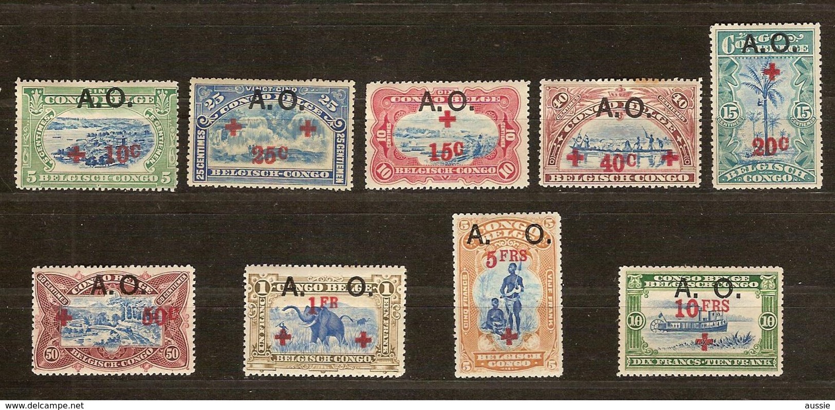 Ruanda-Urundi 1918 OCBn° 36-44 (*) Mint Hinged Cote 150 Euro Rode Kruis Croix Rouge Surchargé - Nuevos