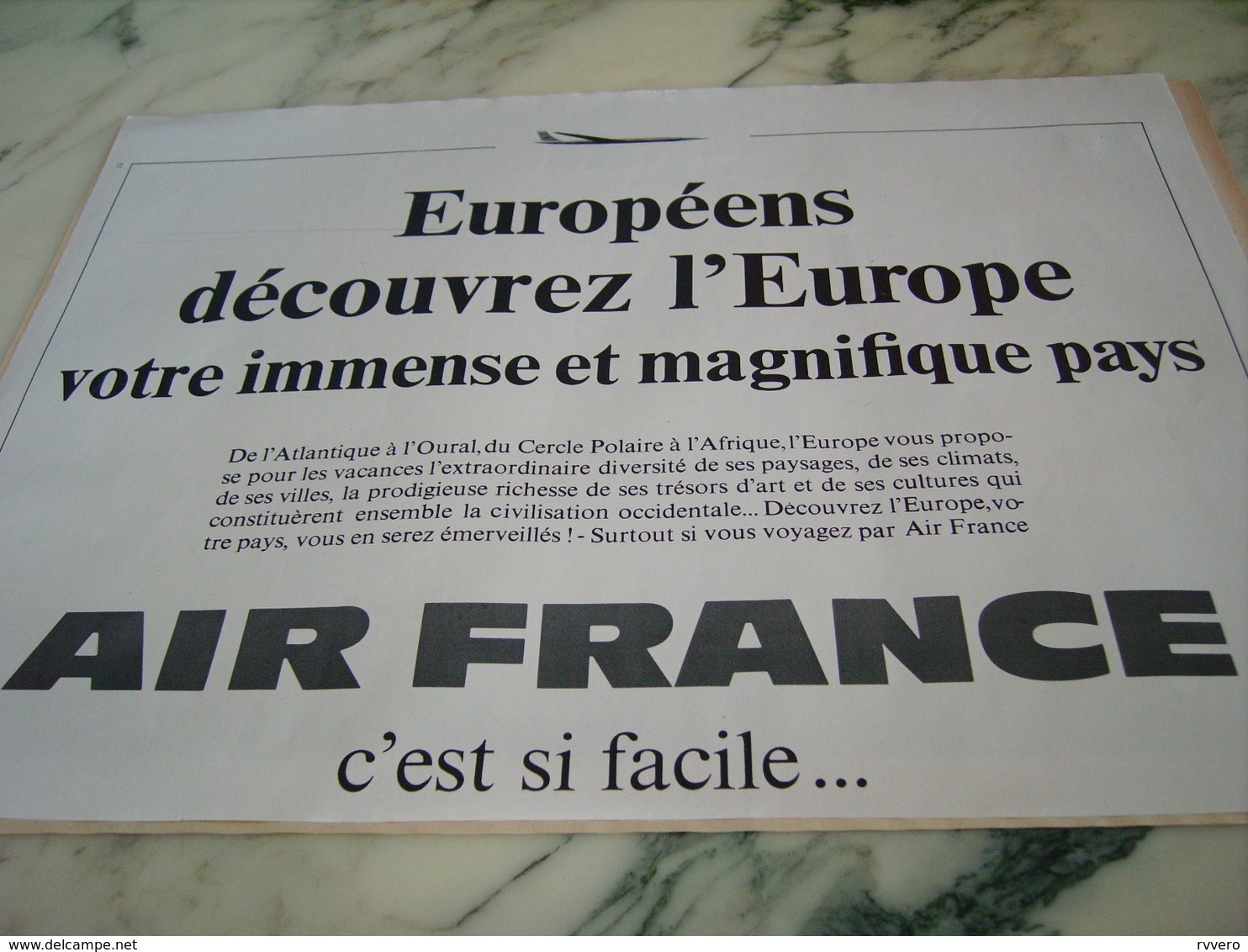 ANCIENNE PUBLICITE EUROPEENS AVEC AIR FRANCE  1968 - Publicités