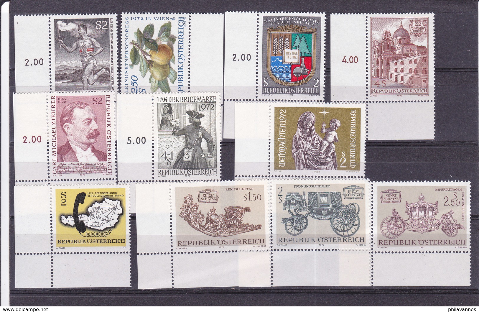 Autriche, Année Complète 1972 ,23 Timbres + 1 Bloc Neufs**, Cote 26.7€ ( W1913/008) - Ganze Jahrgänge