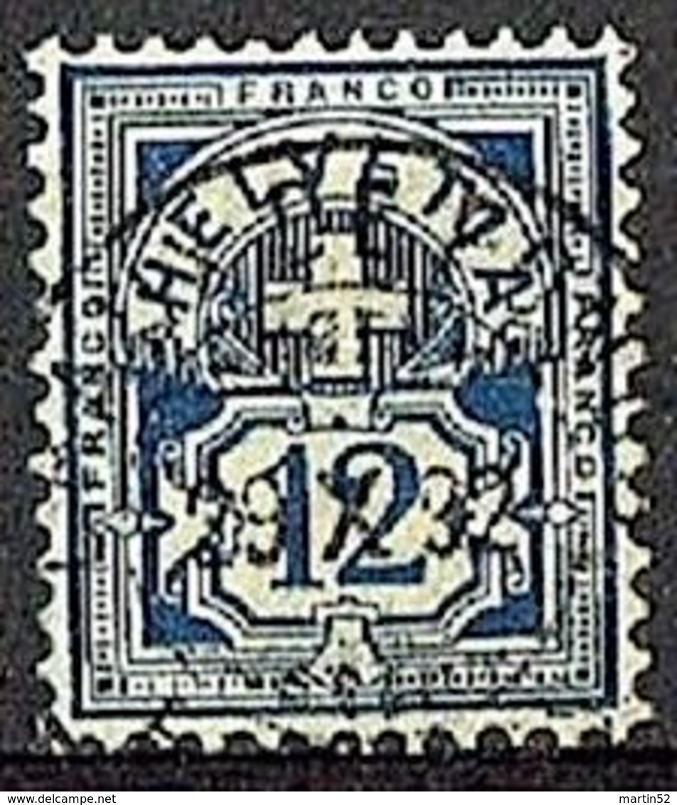 Schweiz Suisse 1882: Faserpapier Mêlé Zu 62A Mi 55X Yv 69 - 12c Blau Bleu Mit O LA CHAUX DE FONDS 29.X.92 (Zu CHF 6.00) - Oblitérés