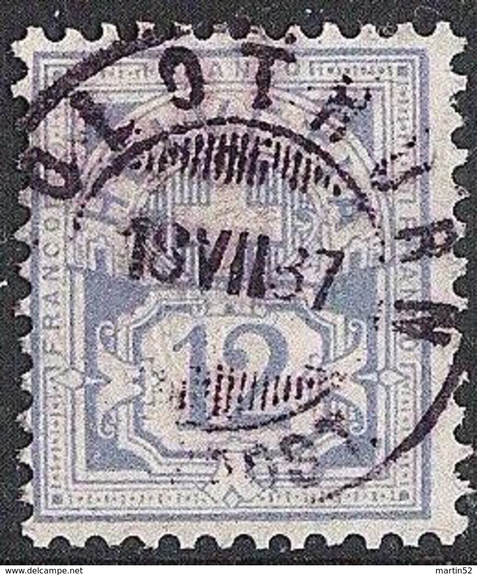 Schweiz Suisse HELVETIA 1882: Faser Papier Melée  Zu 62A Mi 55X Yv 69  12c Blau Voll-o SOLOTHURN 18.VII.87 (Zu CHF 6.00) - Oblitérés