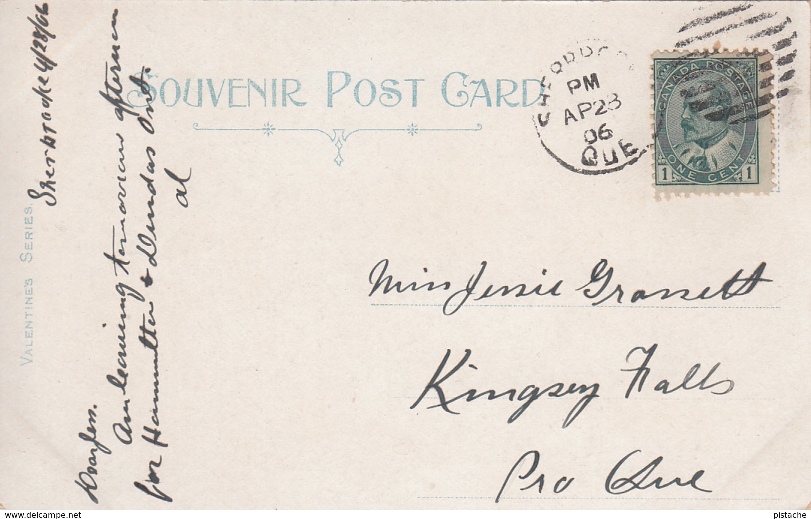 Vintage 1906 - Sherbrooke Québec - Rue Melbourne Street - Animated - Dos Simple Back - Stamp & Postmark - 2 Scans - Sherbrooke