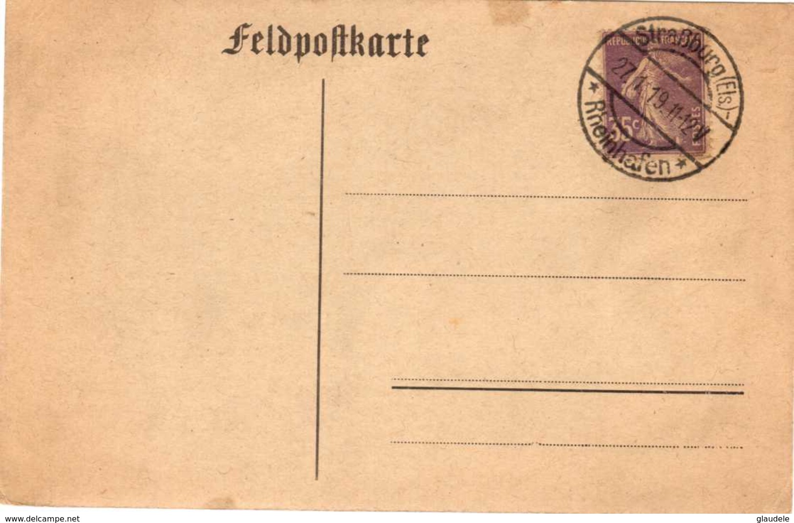 Alsace:Obliteration  Allemande  Strassburg Rheinhafen Sur  Timbres  Francais - Autres & Non Classés