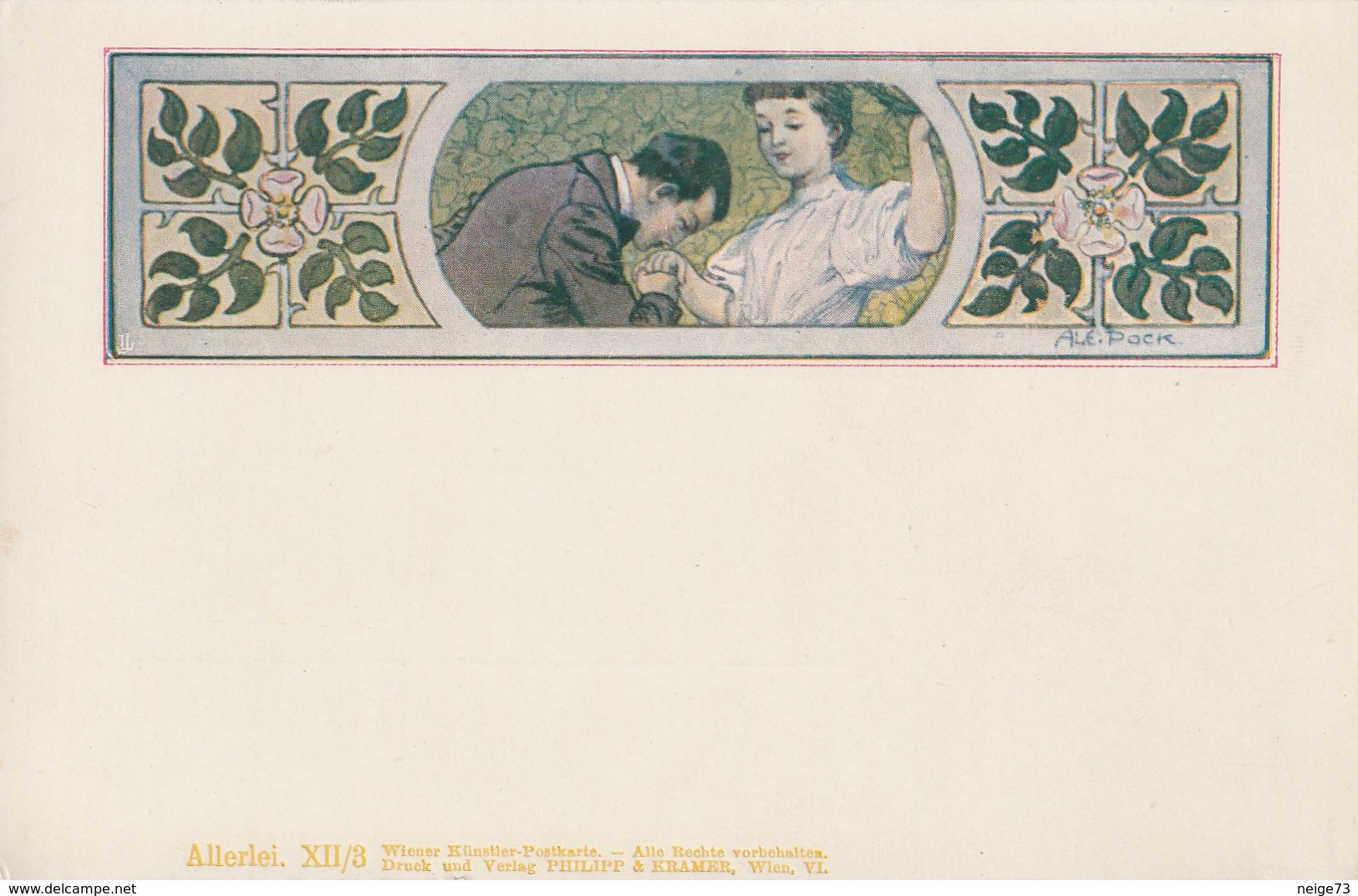 Cpa Illustrée Par Alexander Pock? - Wiener Künstler-Poskarte - Philipp&Kramer - Couple - Fleurs - Art Nouveau- Vers 1900 - Autres & Non Classés