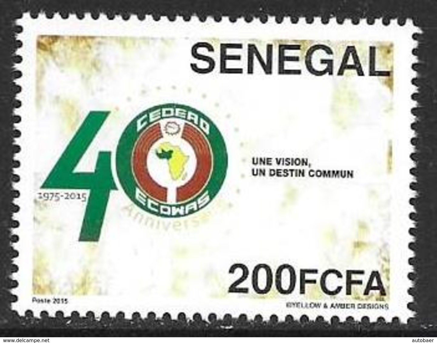 Senegal 2015 Ecowas Cedeao Joint Issue Michel No. 2229 Mint MNH Neuf Postfrisch ** - Senegal (1960-...)