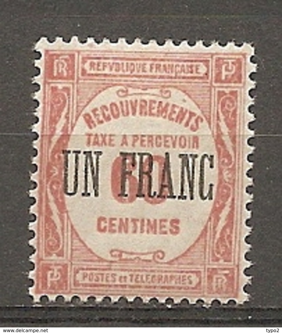 TAXE - Yv. N°  63   *   UN F S 60c  Rouge  Cote  35    Euro  TBE  2 Scans - 1859-1959 Neufs