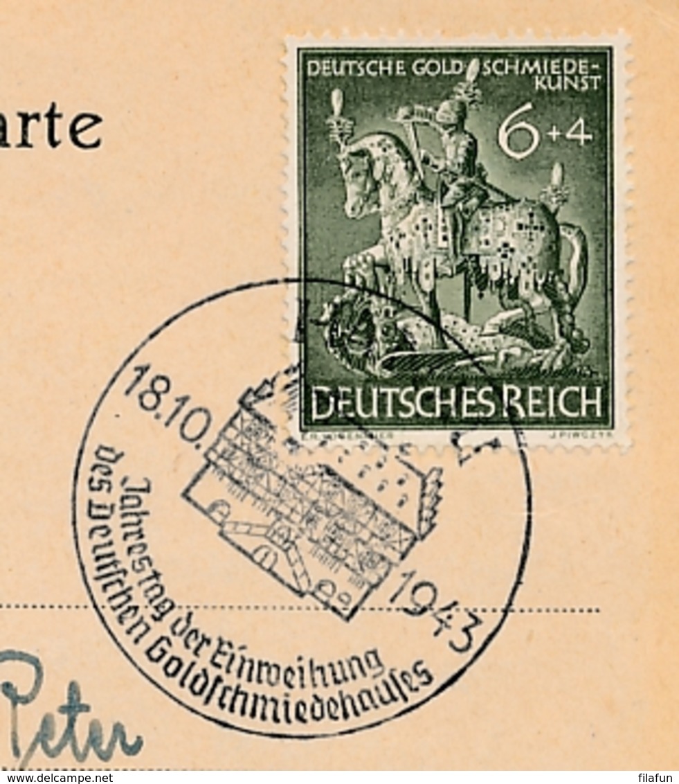 Deutsches Reich - 1943 - 6Pf Deutsche Goldschmiedekunst On Postkarte From Hanau To Dieburg - Covers & Documents