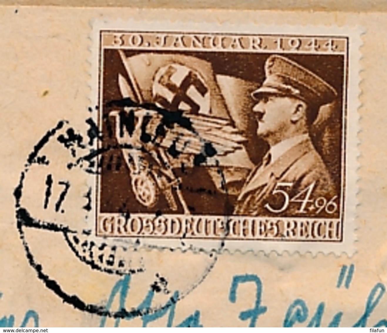 Deutsches Reich - 1944 - 54Pf Jahrestag Adolf Hitler On Small Parcel-front To Weimar - Brieven En Documenten