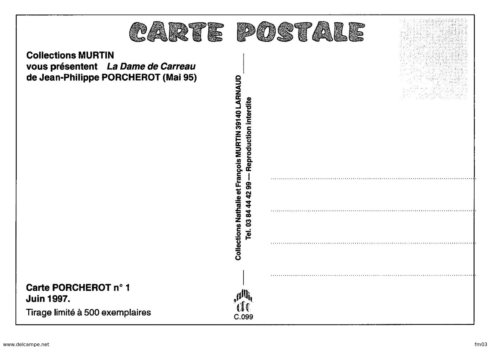 Dame De Carreau Illustrateur Porcherot - Cartes à Jouer