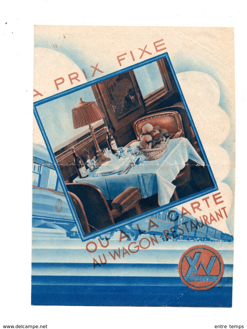 CIWL Wagon Restaurant Tarif Consommations Et Repas 1934 - Publicidad