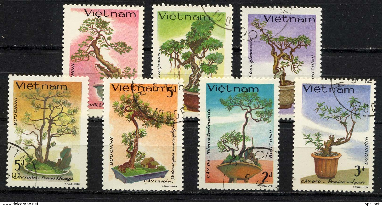 VIETNAM, VIET-NAM 1986, Bonzaïs, 7 Valeurs,, Oblitérés / Used. R189 - Vietnam