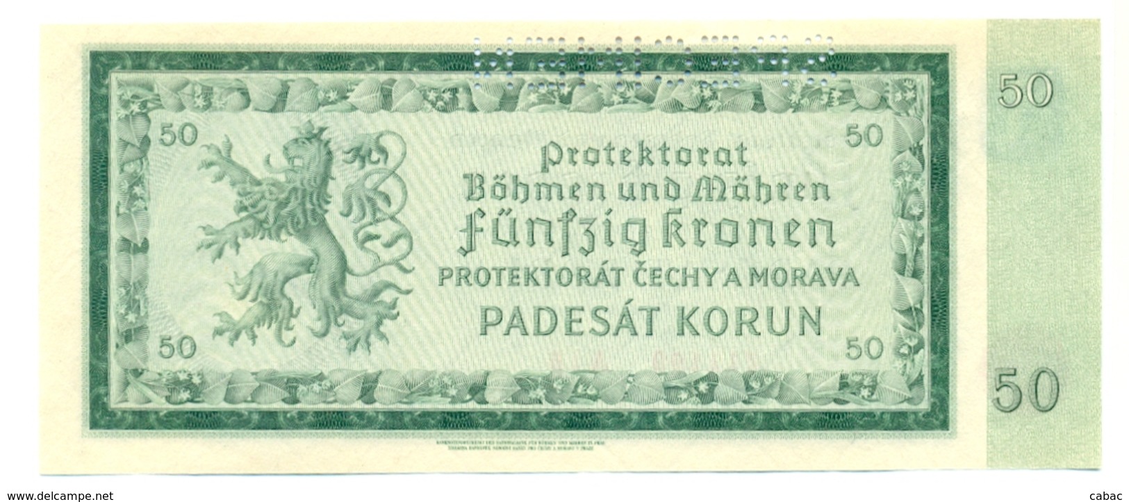 Funfzig Kronen, Padesat Korun, 50 Korun, PROTEKTORAT, 1940, SPECIMEN, Čechya Morava, A15 Bohemia Moravia - Tchécoslovaquie