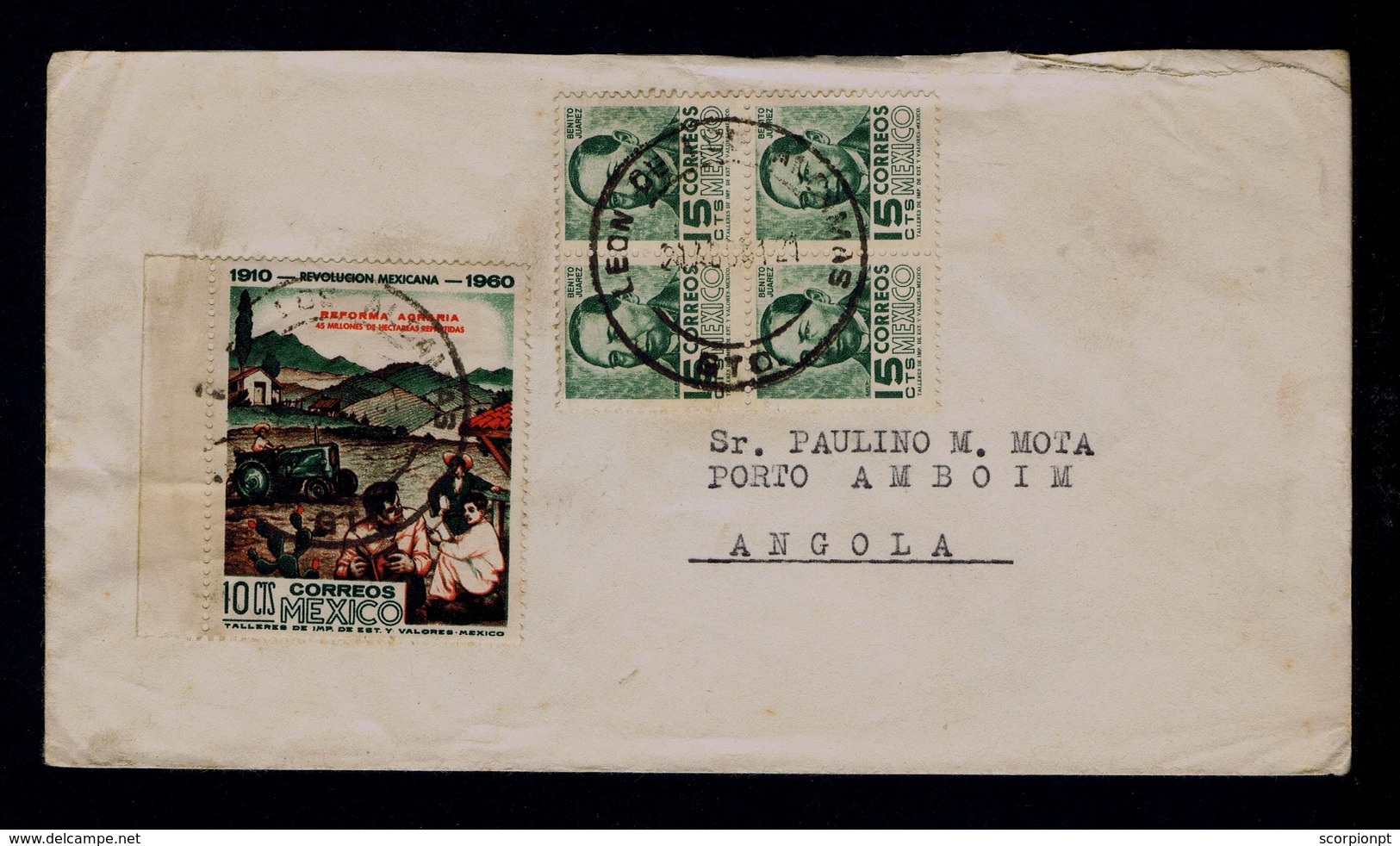 "Agriculture Agricole Reform MEXICO 4x Benito Juarez" PORTO AMBOIM City Angola 1961 Lobito PORTUGAL Mailed Sp1819 - Agriculture