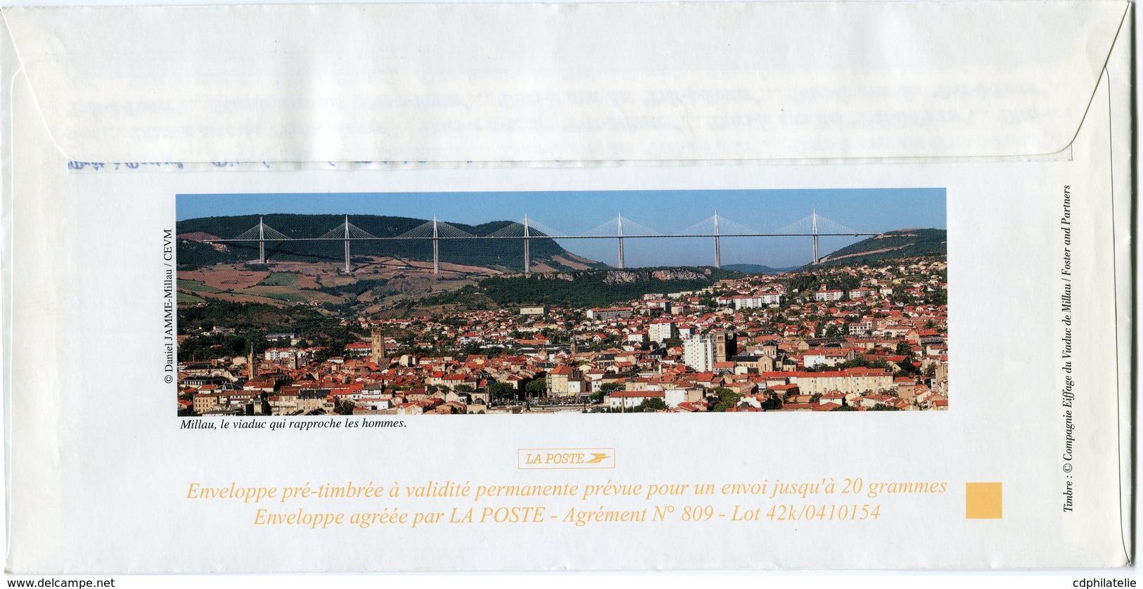 FRANCE ENVELOPPE ILLUSTREE RECTO / VERSO AGREE PAR LA POSTE LETTRE 20g. INAUGURATION DU VIADUC DE MILLAU - Privatganzsachen