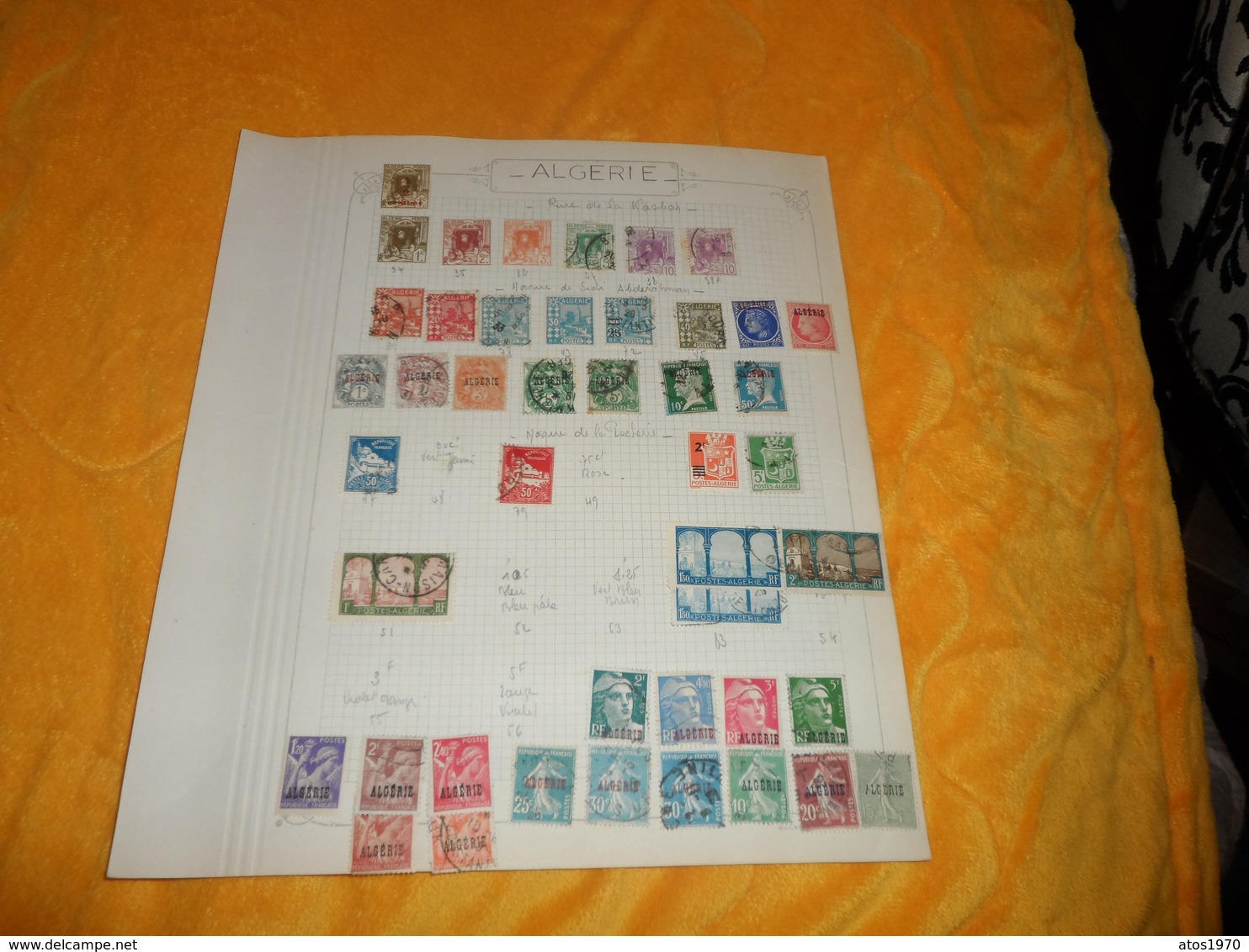 LOT ENVIRON 180 TIMBRES OBLITERES ET NEUFS AVEC CHARNIERES SUR PAGE ALGERIE A ETUDIER.. - Collections, Lots & Séries