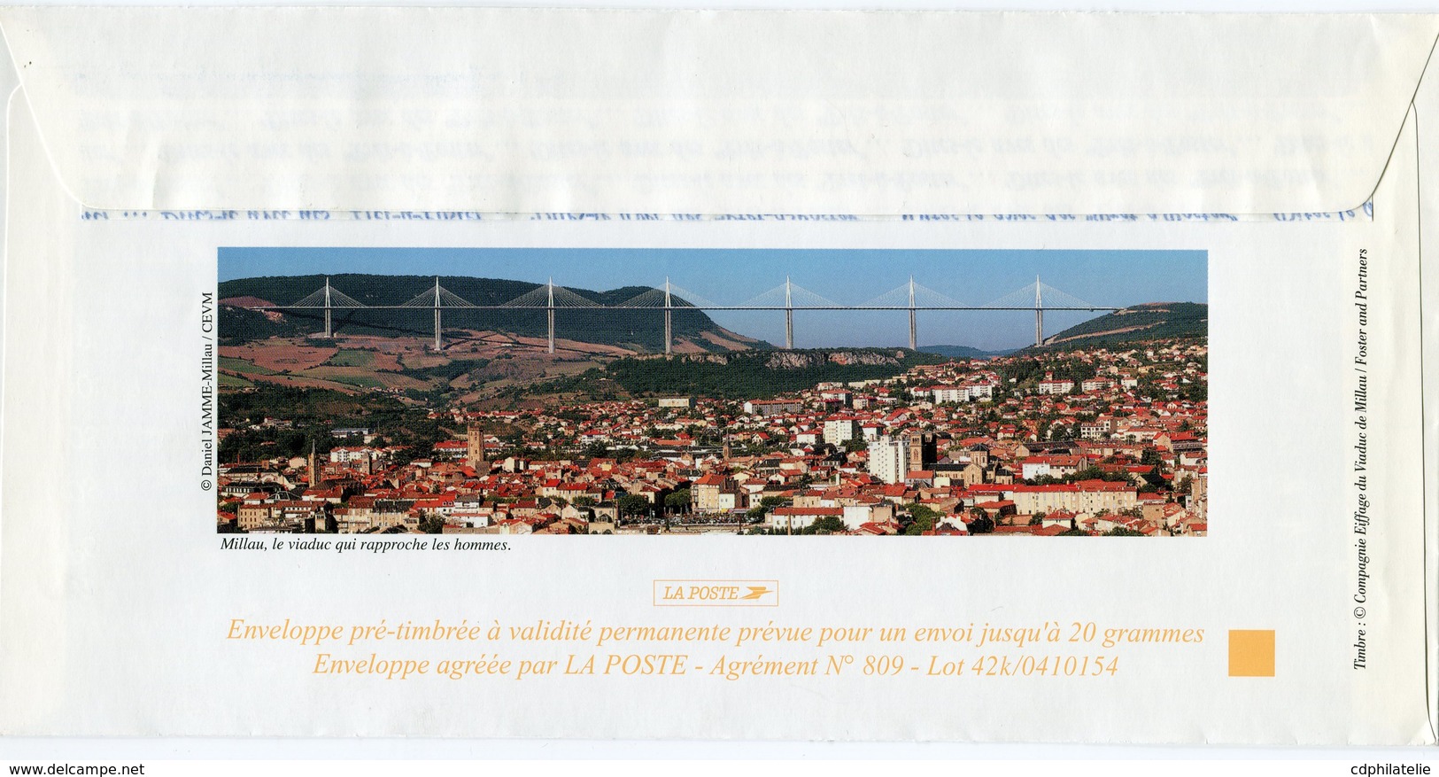 FRANCE ENVELOPPE ILLUSTREE RECTO / VERSO AGREE PAR LA POSTE LETTRE 20g. INAUGURATION DU VIADUC DE MILLAU - Private Stationery