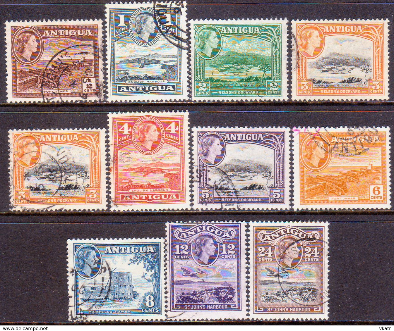 ANTIGUA 1963-65 SG #149-58 Compl.set Incl. Not Listed Colour Var For 3c Used Wmk Mult.Block CA - 1960-1981 Ministerial Government