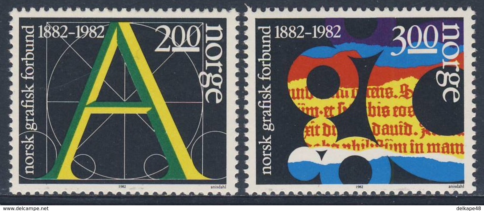 Norway Norge Norwegen 1982 Mi 872 /3 YT 828 /9 ** Cent Graphical Union Norway/ Gewerkschaftsverband Grafischen Industrie - Fabrieken En Industrieën