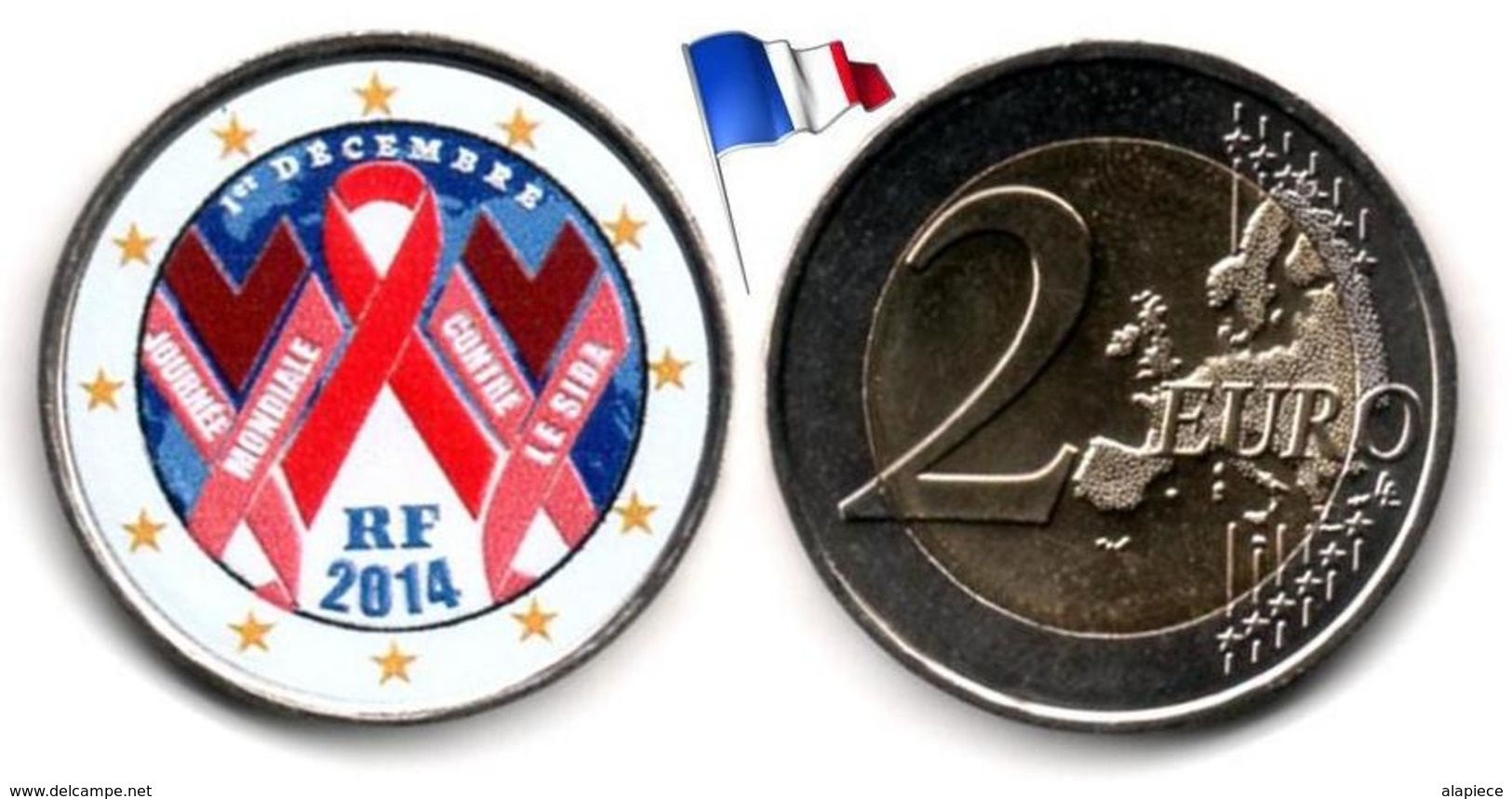 France - 2 Euro 2014 (Jounée Mondiale Contre Le Sida - Color) - France