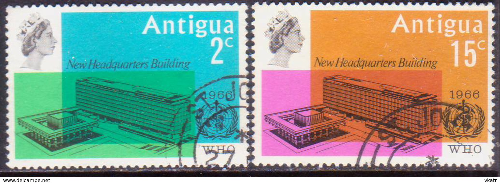 ANTIGUA 1966 SG #178-79 Compl.set Used WHO Headquarters - 1960-1981 Ministerial Government