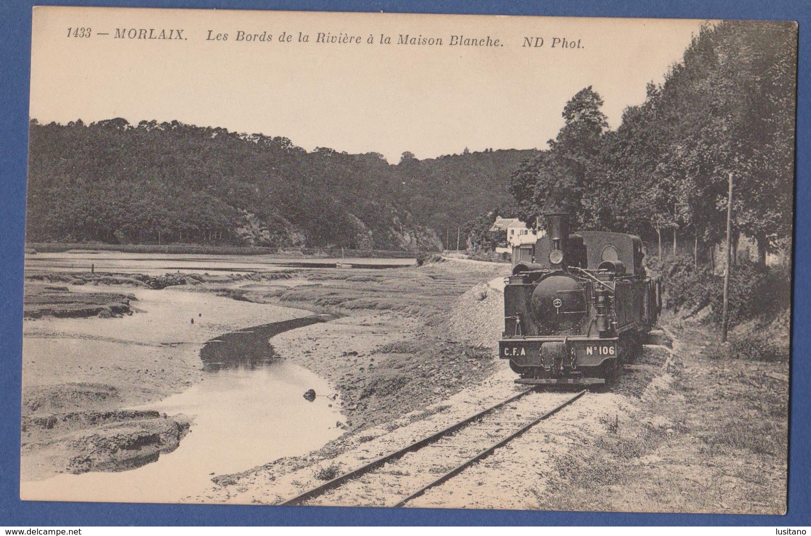 Cpa - Finistère Morlaix Les Bords De La Rivière à La Maison Blanche Train Locomotive - Autres & Non Classés