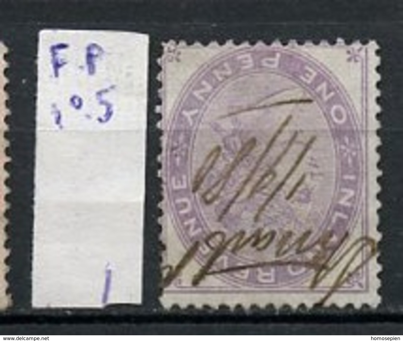 Grande Bretagne - Great Britain - Großbritannien Fiscal 1871 Y&T N°TF5 - Michel N°SM5 (o) - 1p Edouard VII - Fiscaux