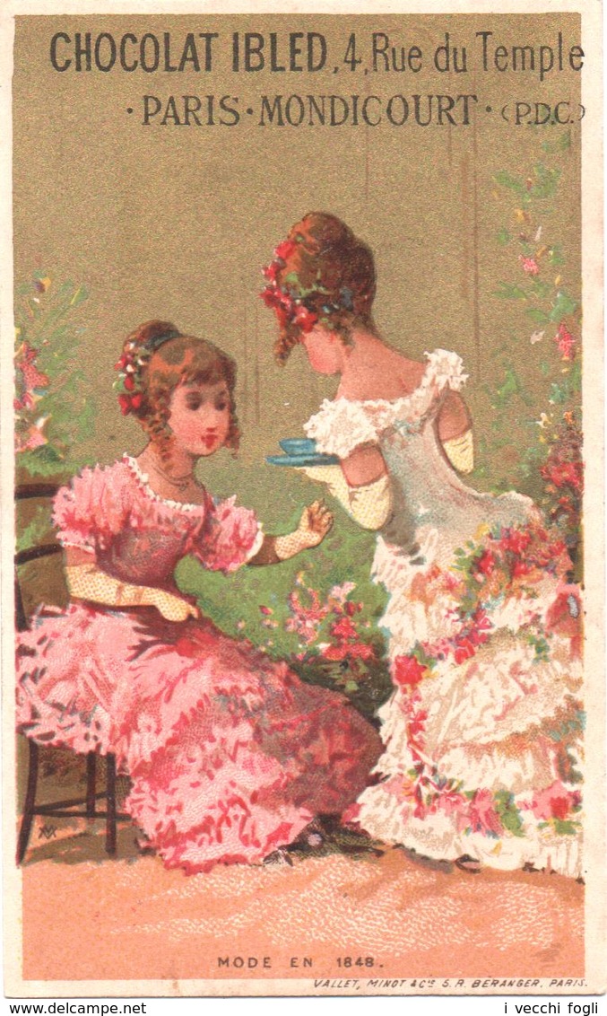 Figurina, Chromo, Trade Card. Chocolat Ibled. Mode En 1848. Storia Della Moda. Vallet Minot. - Ibled