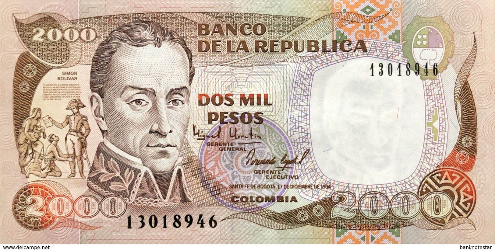 Colombia 2.000 Pesos, P-439b (17.12.1994) - UNC - Kolumbien