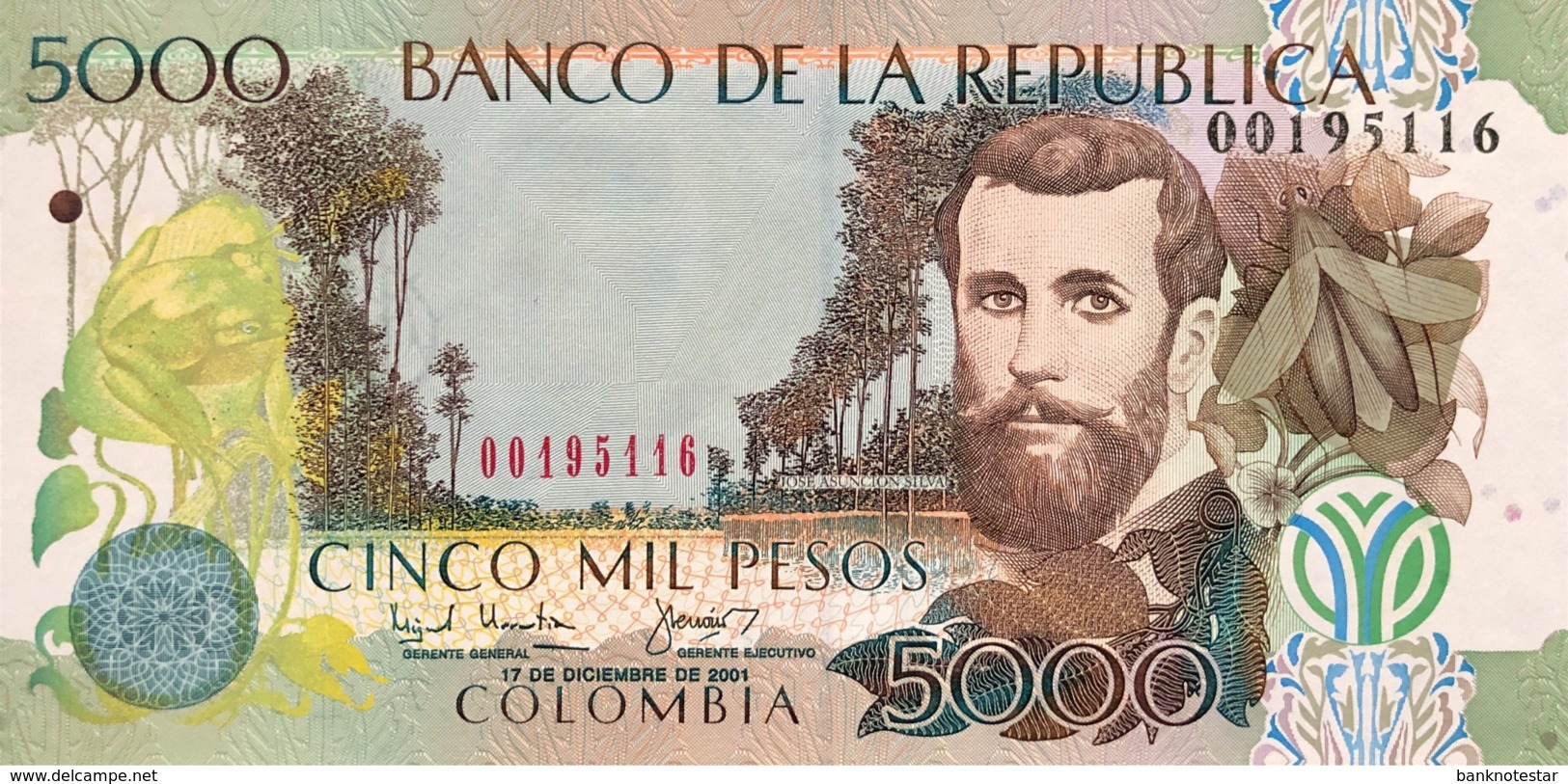 Colombia 5.000 Pesos, P-452b (17.12.2001) - UNC - Kolumbien