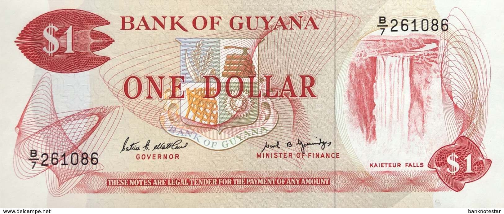 Guyana 1 Dollar, P-21f (1989) - UNC - Sign. 7 - Guyana