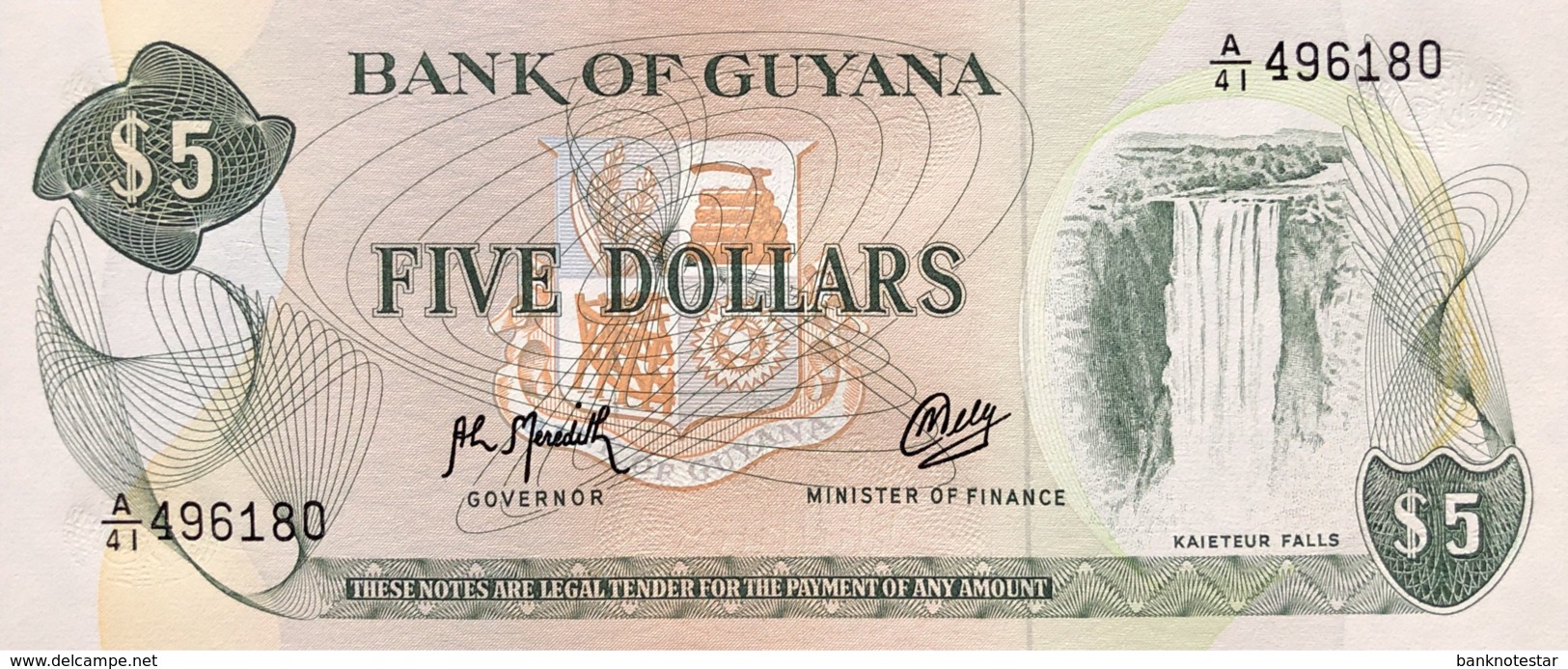 Guyana 5 Dollars, P-22f (1992) - UNC - Sign. 9 - Guyana