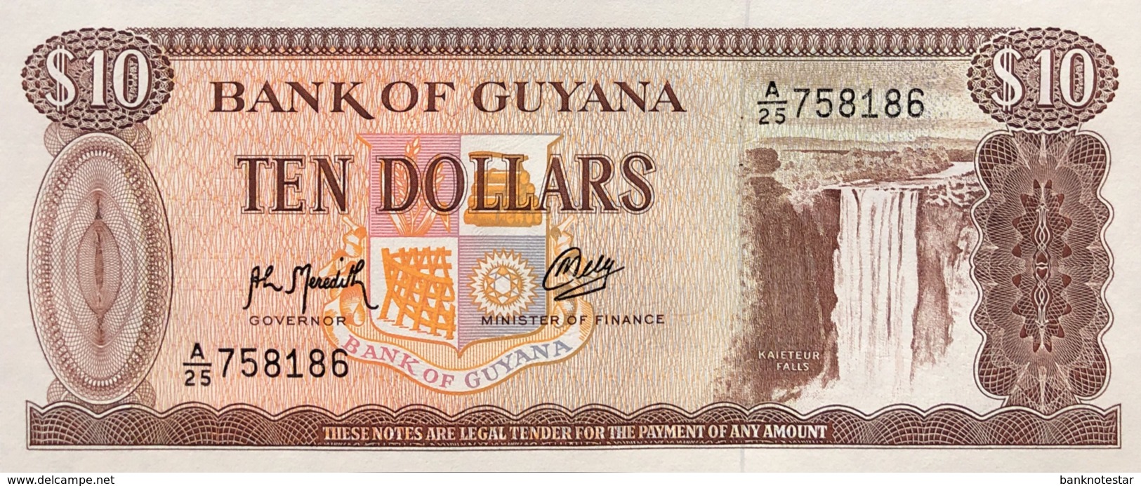 Guyana 10 Dollars, P-23f - UNC - Sign. 9 - Guyana