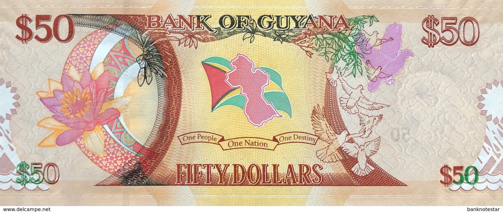 Guyana 50 Dollars, P-41 (2016) - UNC - 50 Years Independence Banknote - Guyana