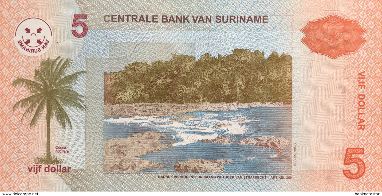 Suriname 5 Dollars, P-157a (1.1.2004) - UNC - Surinam