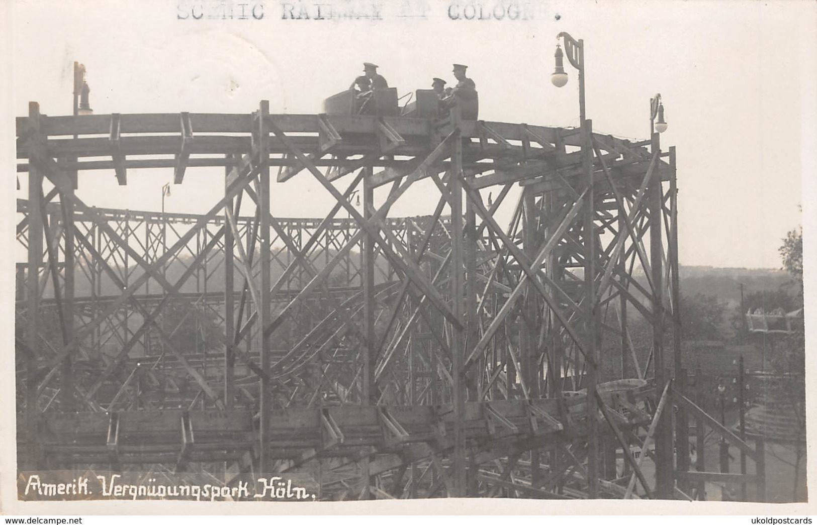 AK - Köln - Amerikanischer Vergnügungspark, Scenic Railway, 1920, Fotokarte. - Koeln