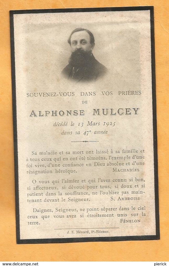 IMAGE GENEALOGIE FAIRE PART DECES CARTE MORTUAIRE BOURG ARGENTAL  ALPHONSE MULCEY 1925 - Décès