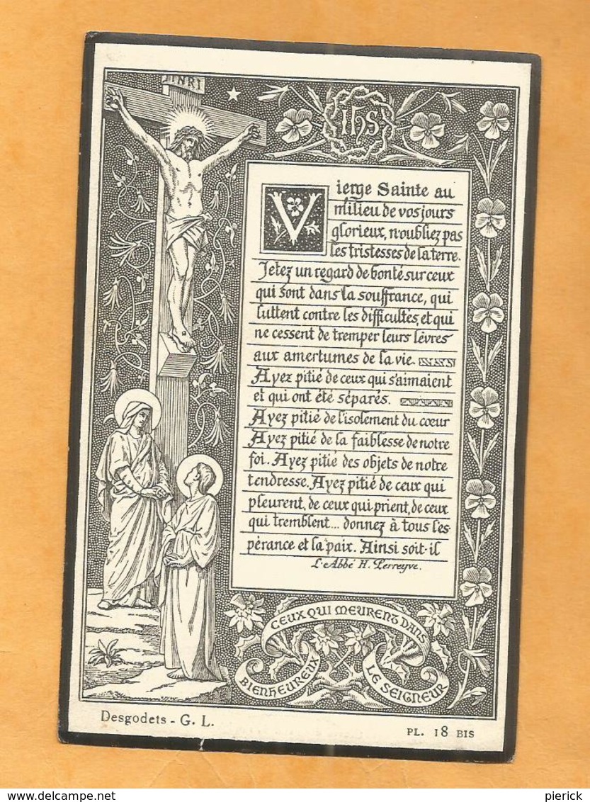 IMAGE GENEALOGIE FAIRE PART DECES  LE PUY EN VELAY MALAVAL LAMAJORIE DE SOURSAC 1930 PALME  VERMEIL CROIX ROUGE - Obituary Notices