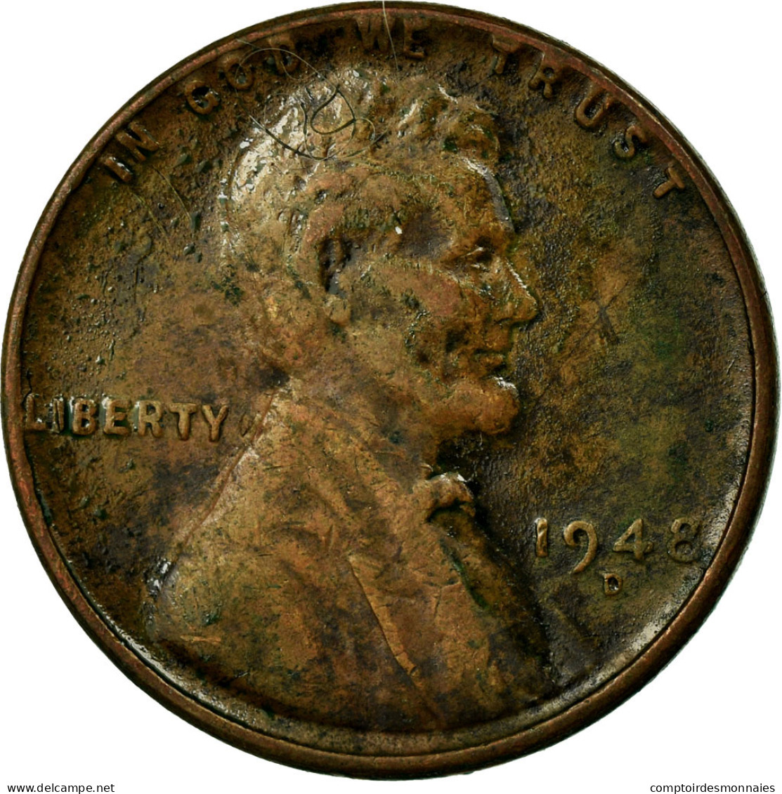 Monnaie, États-Unis, Lincoln Cent, Cent, 1948, U.S. Mint, Denver, TB+, Laiton - 1909-1958: Lincoln, Wheat Ears Reverse