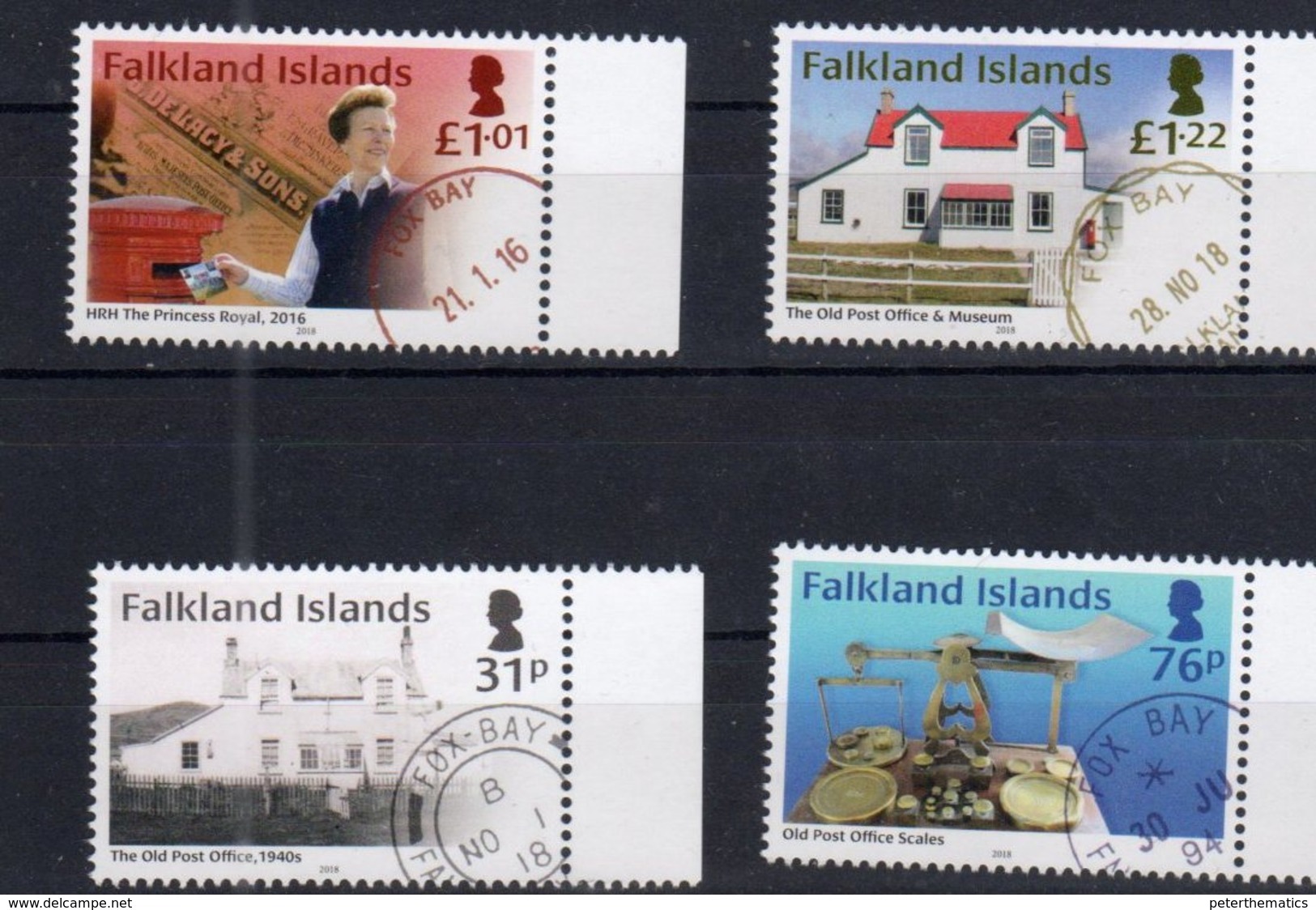 FALKLAND ISLANDS, 2018, MNH, FOX BAY POST OFFICE, POSTAL MUSEUM, PRINCESS ANNE, ROYALTY,   4v - Post