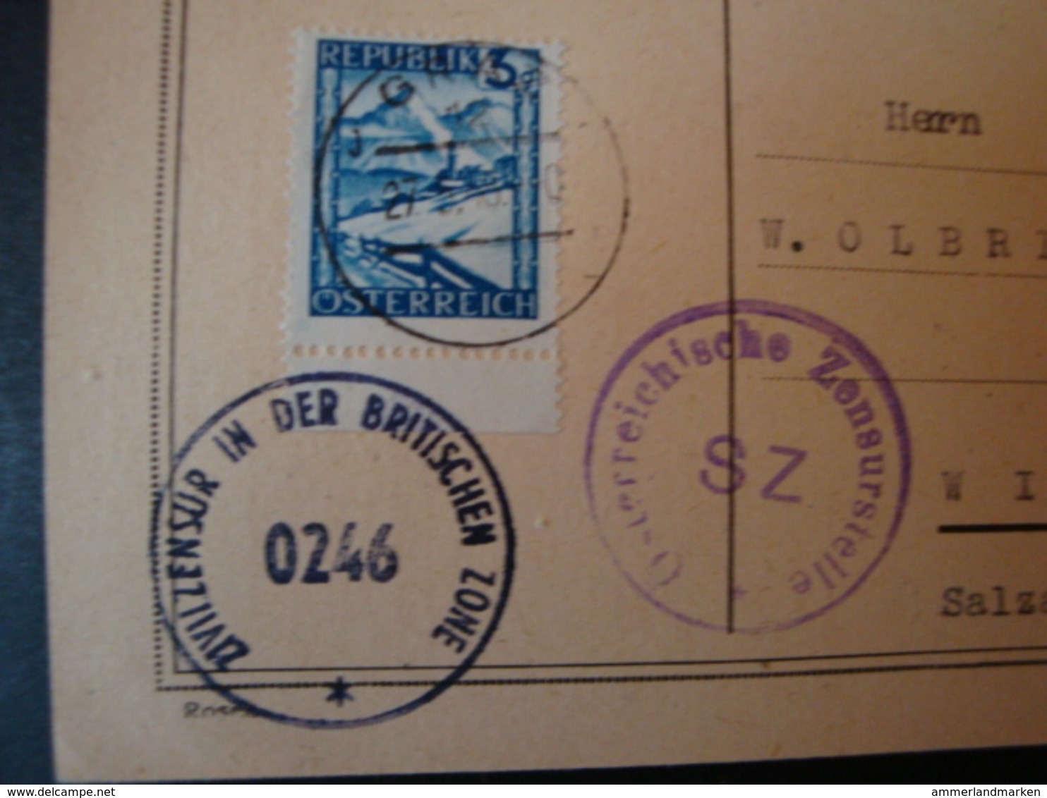 Österreich, Zensurpostkarte , Von Graz Nach Wien, 2 Zensurstempel: Österreichische Zensurstelle SZ + Zivilzensu Von 1946 - Briefe U. Dokumente