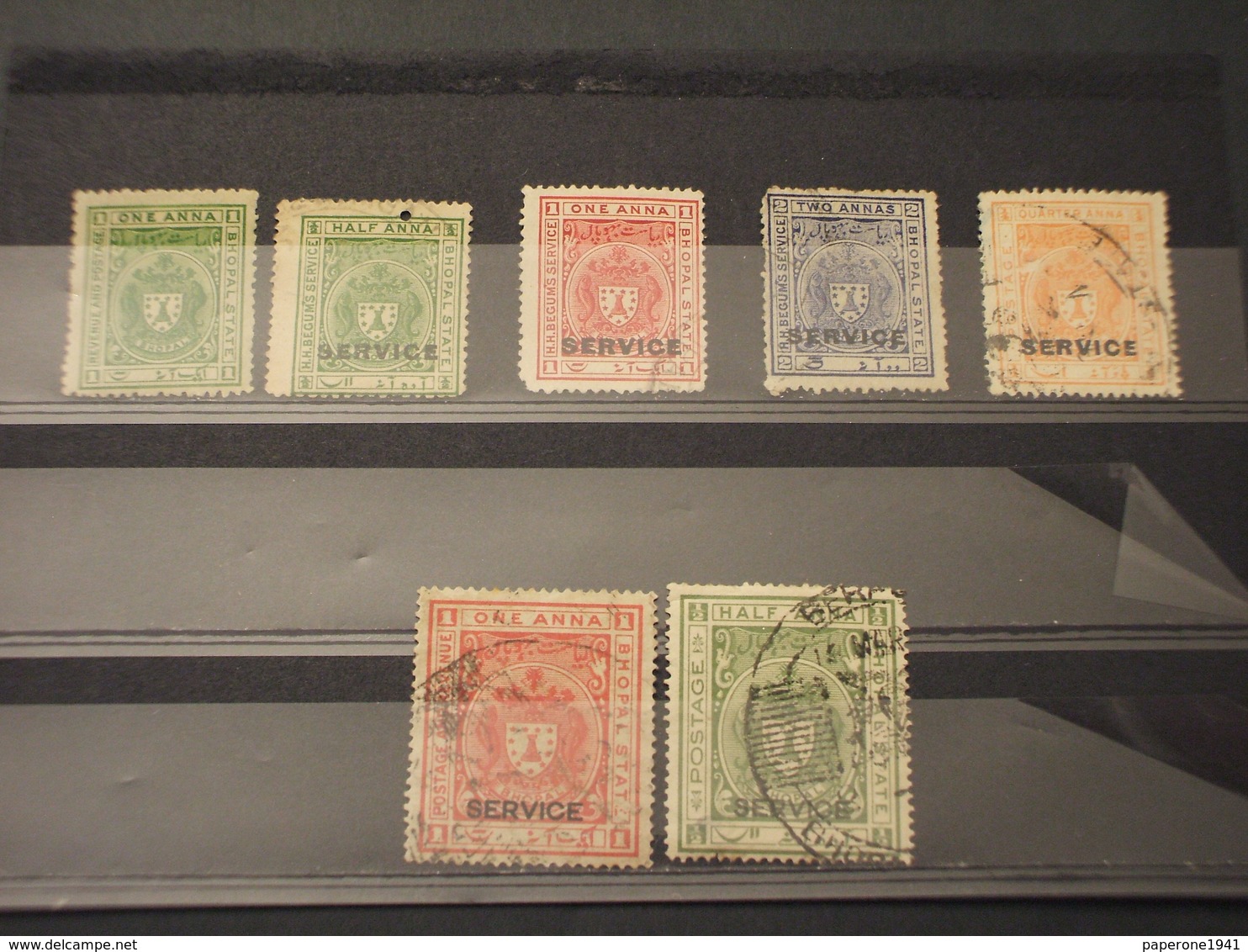 BHOPAL - 1908/30 STEMMA/PESCI 8 VALORI, Insieme/set - TIMBRATI/USED-NUOVI S.G. - Bhopal