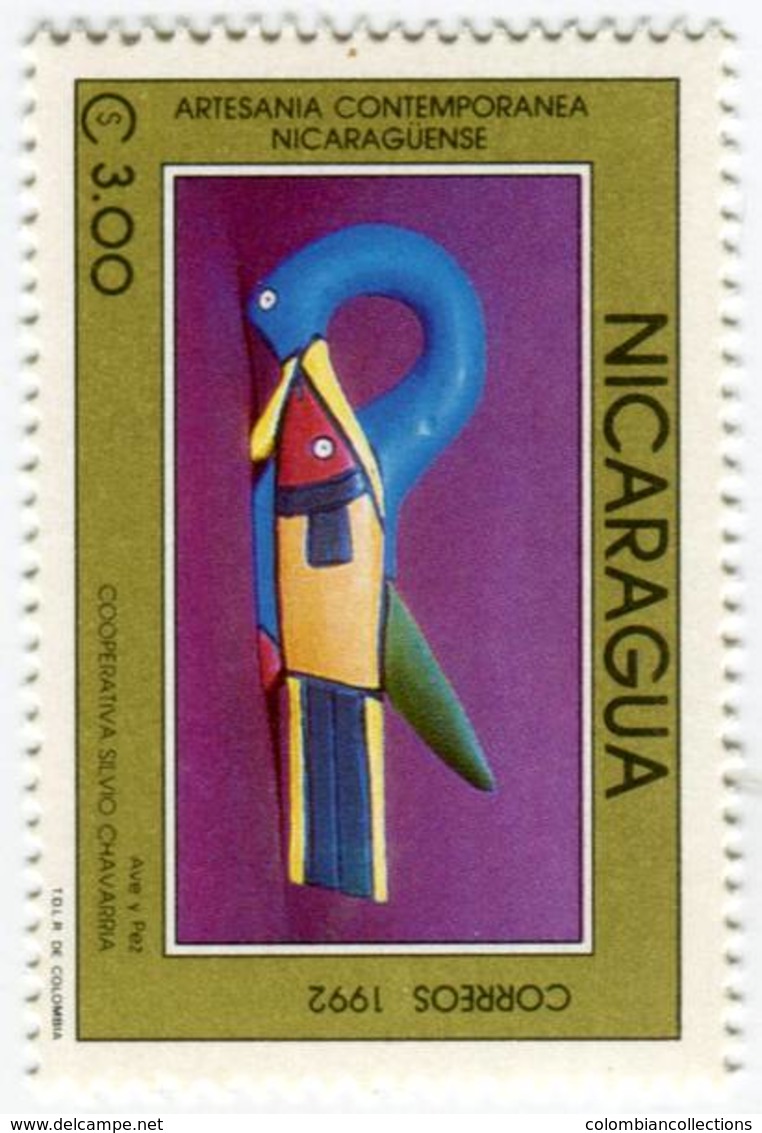 Lote 1942, Nicaragua, 1992, Sello, Stamp, 7 V, Artesania Contemporanea  Nicaraguense, Craft, Crucifijo, Crucifix - Nicaragua