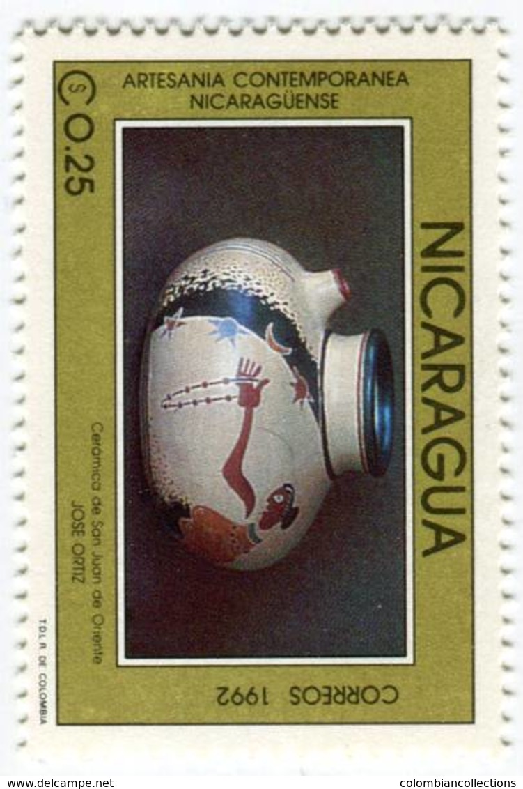 Lote 1942, Nicaragua, 1992, Sello, Stamp, 7 V, Artesania Contemporanea  Nicaraguense, Craft, Crucifijo, Crucifix - Nicaragua