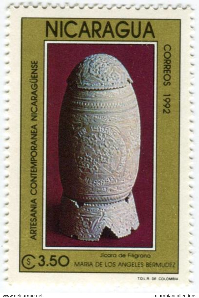 Lote 1942, Nicaragua, 1992, Sello, Stamp, 7 V, Artesania Contemporanea  Nicaraguense, Craft, Crucifijo, Crucifix - Nicaragua