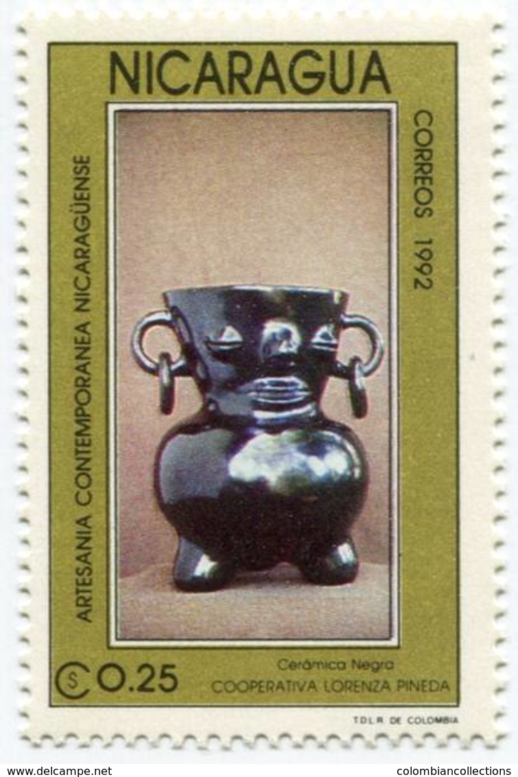 Lote 1942, Nicaragua, 1992, Sello, Stamp, 7 v, Artesania Contemporanea  Nicaraguense, Craft, Crucifijo, Crucifix