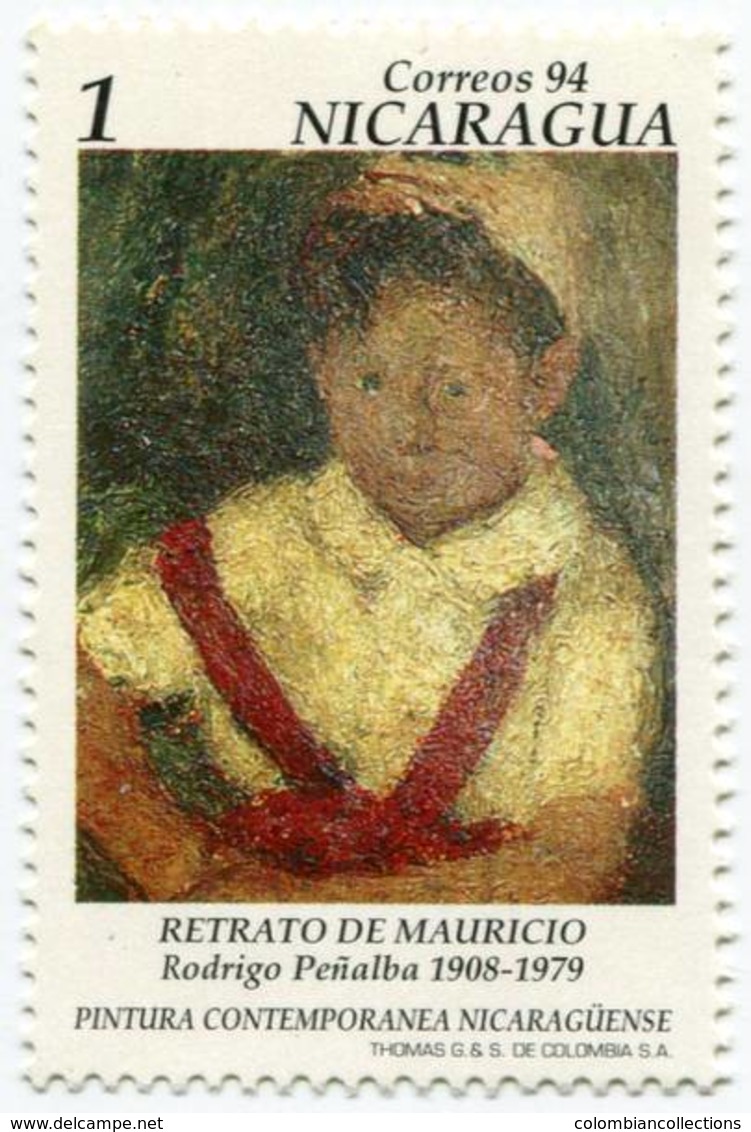 Lote 1953, Nicaragua, 1994, Sello, Stamp, 7 v, Pintura Contemporanea Nicaraguense, paint, art, woman