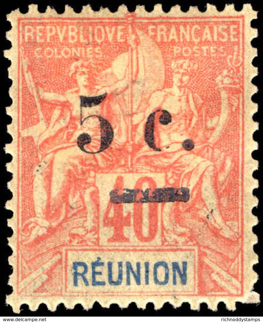 Reunion 1901 5c On 40c Red On Yellow Lightly Mounted Mint. - Used Stamps