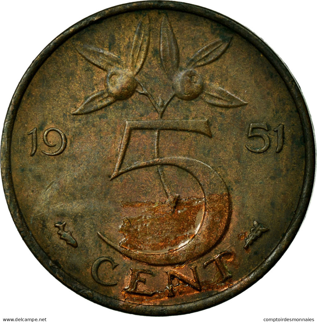 Monnaie, Pays-Bas, Juliana, 5 Cents, 1951, TTB, Bronze, KM:181 - 5 Cent